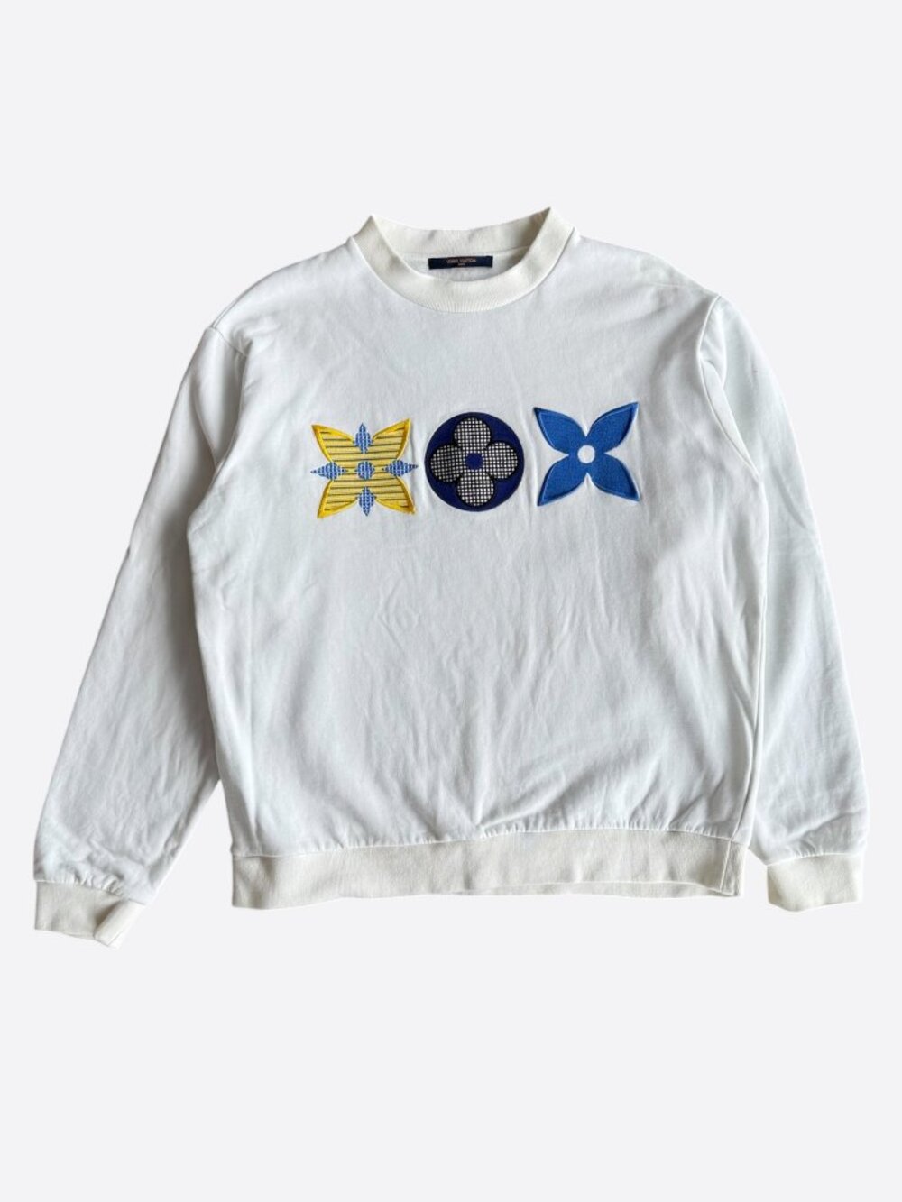 Louis Vuitton White Multicolor Flower Monogram Sweater